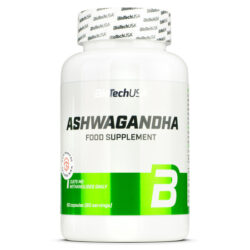 BioTech USA Ashwagandha 60 kapsulių – natūralus adaptogenas streso mažinimui ir nervų sistemai palaikyti