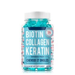 Sveikesniems Plaukams – guminukai su biotinu, kolagenu ir keratinu plaukų stiprinimui 60 guminuku vienoje pakuotėje