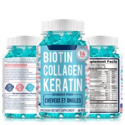 Sveikesniems Plaukams – guminukai su biotinu, kolagenu ir keratinu plaukų stiprinimui 60 guminuku vienoje pakuotėje