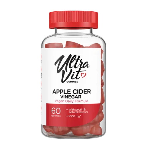 Ultra vit Apple Cider Vinegar svorio kontrolei 60 guminukų obuolių sidro acto papildas