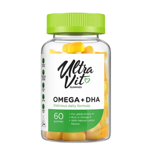 Ultra Vit omega + dha 60 guminukų su omega riebalų rūgštimis ir DHA
