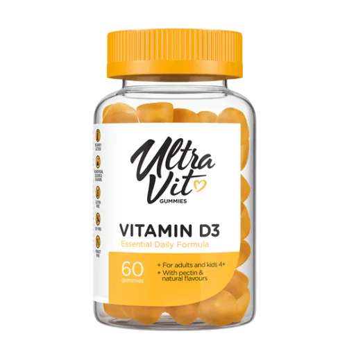 Ultra Vit Vitaminas D3 60 guminukų papildas su vitaminu D3