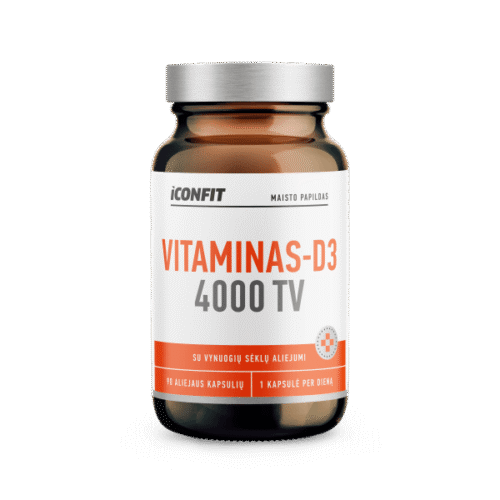 ICONFIT Vitaminas D3 4000 TV, Su vynuogių sėklų aliejumi, N90 ,maisto papildas