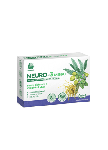 Neuro 3 kapsulės miegui su melatoninu Švenčionių vaistažolės 10 kapsulių