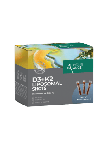 D3 K2 Liposomal Shots Acorus Balance liposominis vitaminas D3 K2 14x25 ml