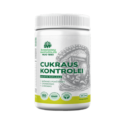 Papildas cukraus kontrolei Švenčionių vaistažolės 60 kapsulių chromas cinamonas