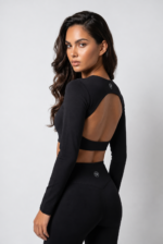 DR Open Back sportiniai marškinėliai moterims – juodi